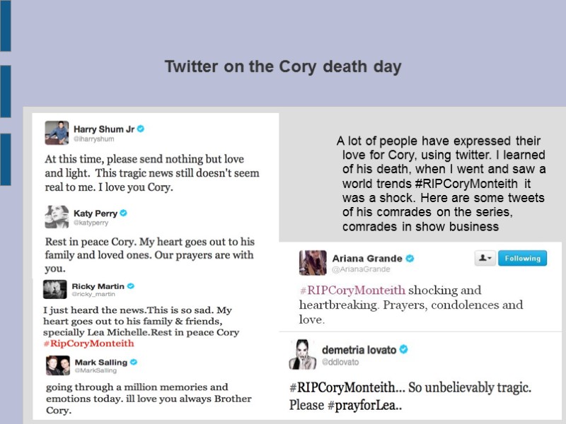 Twitter on the Cory death day      A lot of